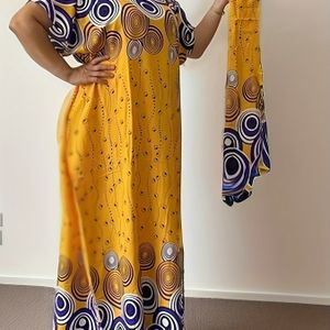 Ramadan Plus Size Kaftan Jurk met Bloemenprint, Elegante Ronde Hals Korte Mouw Jurk voor Vrouwen