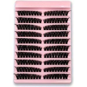 180 Clusters 40D/80D Gemengde Lengte 8-16mm DIY Kunstnerz Wimper Extensions, D & DD Curl, 0.07mm , Kattenoog/Anime/Fluffy/Cosplay Stijl, Herbruikbaar voor Dagelijkse Make-up & Halloween