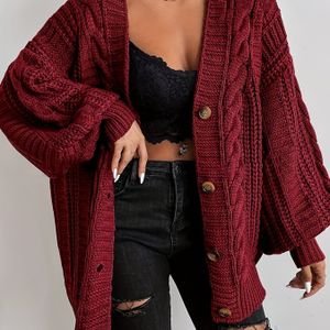 Plus Size, Lange Mouwen Jas Retro Twist Klassieke Jas