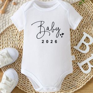 Aankondiging Zwangerschap Baby 2026 Nieuwgeboren Katoenen Driehoek Bodysuit, Perfect voor Binnen en buiten
