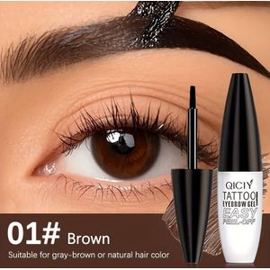 Tattoo Wenkbrauw Gel - Waterproof & Veegvast Langdurige Semi-Permanente Wenkbrauw Make-up, 3D Effect, Gemakkelijke Verwijdering voor Alle Licht Beige Types, /Zwart, Ideaal Halloween/Kerst Cadeau