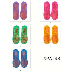 5-Pack Meisjes -Slip Enkelsokken met --Slip - Wandelen, Multicolor (Roze, Blauw, Groen, Zwart, Geel) voor Kruipen, Speelplaats & Binnen/Buiten Gebruik - Enkellange Schoeisel