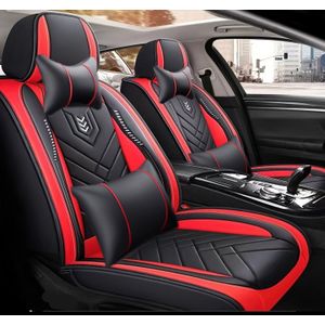 TEMU 5-zits autostoelhoes PU lederen stoelhoes kussen auto SUV autoaccessoires autostoelbeschermer zwart rood