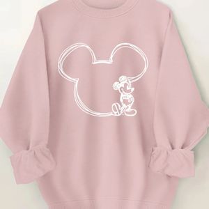 Plus Size, Disney Print Oversized Dames Sweatshirt met Ronde Hals