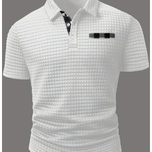 Heren Casual Plaid Polo Shirt met een Korte Mouwen, een Omkeerde Kraag en Knopen aan de Voorkant. Het is een Stijlvolle Dagelijkse Kleding, Perfect voor Casual en Zakelijke Gelegenheden.