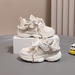 Casual Schattige Lage Sneakers met Parelketting voor Meisjes, Comfortabele Antislip Sportschoenen voor Lente en Herfst