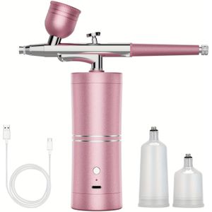 Accu-Airbrush voor Nagels, Draagbare Airbrush Set met Compressor en Hogedruk Oplaadbare Spuitmachine met 0.3mm Mondstuk voor Schilderen, Make-up, Modellenbouw en Koekjesdecoratie