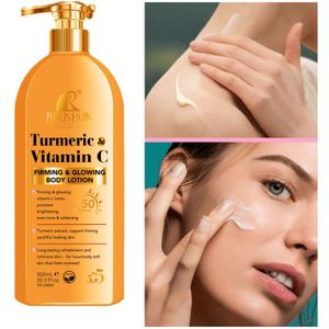 600ml ROUSHUN Kurkuma C Bodylotion Zonnebrand SPF50, 2-in-1 Hydraterende & Niet- Formule voor Alle Huidtinten – Voor Lichaam, Gezicht, Handen en Nek