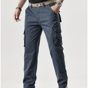 Heren Casual Werkbroek in Hip-hop Stijl, Rechte Broek met Meerdere Zakken voor Buiten , Fysiek Product Exclusief Riem