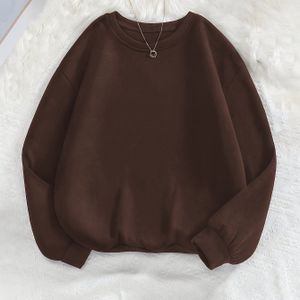 Vrouwen's Koffiebruine Crewneck Trui - Zachte Dagelijkse Lange Mouw Pullover, Wasbaar Herfst Winter Sweater voor Casual Outfits & Laagjes Essentials