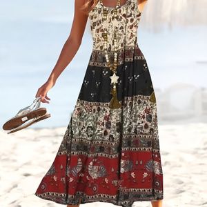 Spring/summer Retro Ethnic Style Small Floral Vacation Vest Dress
