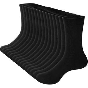 15 Heren Bamboo Sokken, Geschikt voor Casual en Zakelijke Dracht, Comfortabele Crew Sokken in Zwart, Wit en Blauw.