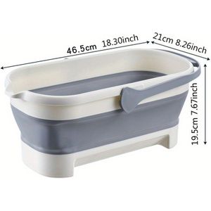1pc Portable Folding Mop Bucket With Squeezer, Large Capacity Rectangular Household Storage Bucket For Toilet Cleaning