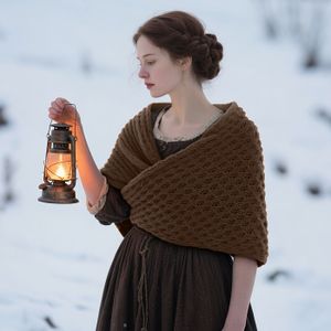 JUNOVA Dames Zachte Gebreide Sjaal Trui - Elegante Triangulaire Winter Wrap met Gerimpelde Kraag, Knusse /Beige Tuniek voor Kerstmis