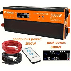 5000w Power Inverter, 12v Ac To 220v/230v Converter, 3 Universal Ports, Durable Home Reverse Power Converter For Trucks And Outdoor Use, For Water, Without Battery