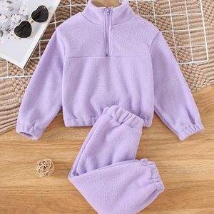 Meisjes Herfst/Winter Pluche Sweatshirt + Broek Set - Nieuwe Casual Trendy Outfit voor Kleine Meisjes, Perfect om Buiten te