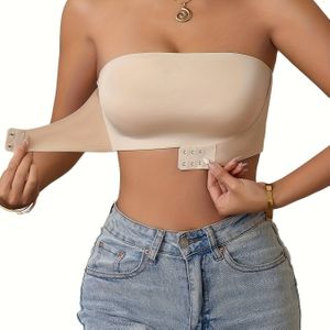 1 Naadloze Bandloze Damesbh, Dames Tube Top Onzichtbare Anti-Exposure Antislip Naadloze Eén Stuks Binnenbh, Tube Top Antislip Eén Lijn Kleine Borst Push-Up Bh, Elegante En Comfortabele Pasvorm