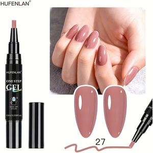Pen-Style Eénstaps Nagellak, Gelijkwaardig aan Basislaag + Topcoat Kleurgel in een . Witte en Roze Beige Tinten Beschikbaar voor Gemakkelijke Penapplicatie - Perfecte Kit