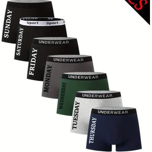 7-delige Jongens Ondergoed Set, Wasbaar Kleur Letterprint Zachte Boxershorts voor Kinderen van 8-13 Jaar