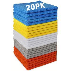 Premium Microfiber Cleaning Cloths: 12"x12" , Reusable, 5 Colors - Housekeeping, Kitchen, Car, Bathroom, And Car Cleaning