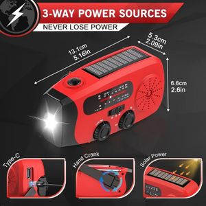Outdoor Nood Handheld Radio op Zonne-energie met 2000mAh Batterij, AM FM NOAA Weerradio, Draagbare Zonnemotor Radio voor Binnen en Buiten Kampeergebruik in Huis en Noodgevallen