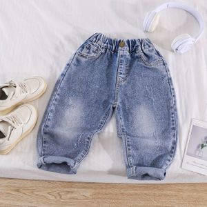 Jongens Casual Denim Jeans, Stretchy Kleur, Loose Fit, Rechte Pijp, Zak Detail, Herfst/Winter Mode, Peuter & Kinderen Denim Broeken