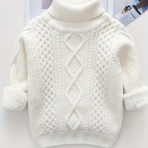 Jongens Dikke Fleece Gevoerde Trui met Hoge Hals - Knusse Winterwarmte, Zachte Gebreide Pullover met Geribbelde Manchetten & Zoom, Lange Mouw Casual Trui voor Herfst/Winter