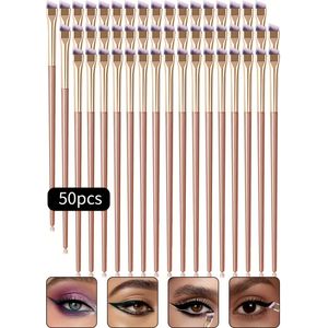 50st Precisie Eyeliner Borstel Mesjes Make-up Kwasten Vloeibare Eyeliner Borstel Ultra Fijne Schuine Platte Kop Wenkbrauwborstel
