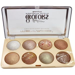 8-kleurige parel oogschaduw, matte contour palette voor highlighten, basis, schaduw en contouren - complete palette
