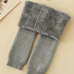 Eendelige, herfst-winter baby velvet leggings | Dikke gebreide skinny broek voor jongens en meisjes met kabelpatroon, hoge taille, U-vormige kruis, zacht en huidvriendelijk