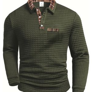 Heren Casual Lange Mouw Knopen Shirt - Grijs Tekstuurde Stof met Kragen & Manchetten, Borstzak, Pasvorm voor Herfst/Winter, Herfst Winter Kleding | Shirt | Duurzame Stof Shirt