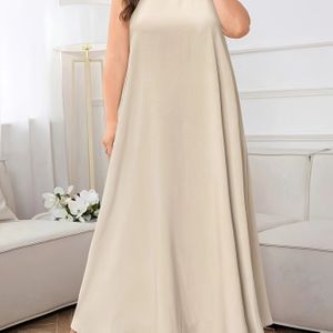 Plus Size, Midden- Plus Size Enkel Pakket Europees en Amerikaans Mode Pullover Ronde Hals Mouwloze Oversized Zwarte Vestjurk