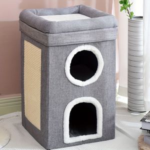 Cat Nest Winter Removable And Washable Fully Enclosed Easy-to-clean Large Foldable Pet Cat Nest Foldable Storage Cat Nest Universal Claw Grinding Hemp Pad Three-layer Cat Nest
