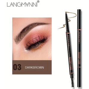 LANGMANNI Ultra-Fijne Wilde Wenkbrauwpotlood - Langdurig, Waterdicht & Zweetbestendig, Beginnersvriendelijk met Borstel, Vlekvrij voor Alle Huidtypes, Natuurlijke & Zwart
