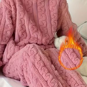 Mode Coral Velvet Jacquard Suit Pijama Herfst En Winter Gevulde Verdikte Meisjes Ontspanningspak Tops Plus Broeken