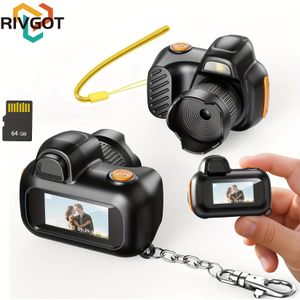 RIVGOT Mini Camera, -Inch Sleutelhanger Camcorder met LCD-Scherm, Compact Draagbare Vintage Digitale Camera, Inclusief 64GB Kaart, Ideaal voor Reizen en Opnames, Kerst- of Verjaardagscadeau