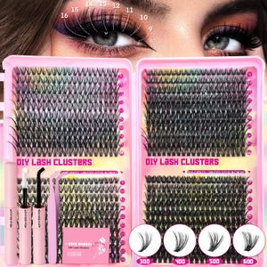 3-delige set - 800 stuks gemengde lengte wimperkit, inclusief 3040506080D, nepwimpersclusters, wimperlak, pincet voor verschillende make-upstijlen: , dicht, extra dik en dramatisch