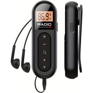 Draagbare Oplaadbare FM Radio met Clip, Mini Vergids voor Sport en Paarden, Draadloze Hoofdtelefoon Clip