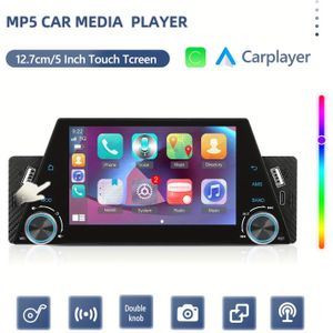 Enkele 1DIN EQ Autostereo met Draadloze Auto Speler & voor Auto & FM Autoradio, 5" HD Scherm Auto MP5 Speler met USB/AUX en Kleurrijke Achtergrondverlichting