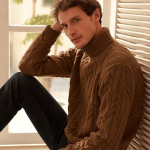 Heren Slim-Fit Coltrui - Casual & Zakelijke Stijl, Lange Mouwen, Kleur Gebreide Pullover voor Herfst/Winter, GROTE MATEN