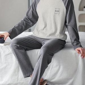 Herenslippers en Broek Tweedelige Set - Lente/Herfst Ronde Hals Ademend Zweetabsorberende Thuisoutfit