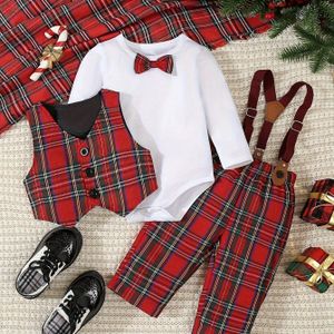 3 stuks, comfortabele lange mouwen met strikversiering, driehoekige jumpsuit en vest en bretels broek Co Ord set voor feesten en banketten, herfst winter beste optie