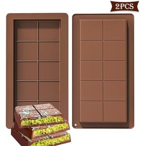 1pc/2pcs Chocolate Mold, Silicone Chocolate Bar Mold, Baking Mold, Dubai Chocolate Mold, Deep Layer Candy, Protein Mold For Chocolate, Pudding, Candy