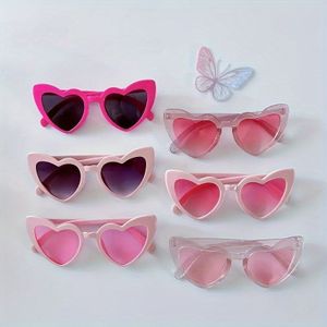 6st Y2K Oversized Hartvormige Modebrillen Roze & Hart Ontwerp, voor Valentijnsdag, Verjaardagen, Feesten