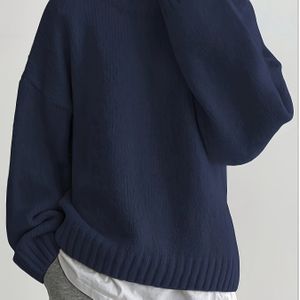 Casual Sweater Top, Kleur Gebreide Pullover, Losse Ontwerp, Dameskleding.