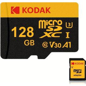 Kodak Originele TF Micro SD Kaart 32GB, 64GB, 128GB, 256GB | Geheugenkaart MicroSD C10 U3 Flash Kaart met SD Adapter voor Telefoon, Tablet, Camera