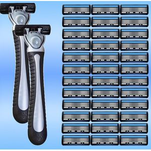 Herenset met handmatige scheermesjes van 6 lagen, inclusief 2 handvatten en 36 vervangende - ideaal voor dagelijkse gezichtsverzorging!