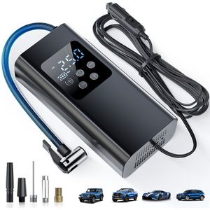 Portable bedrade auto luchtpomp, digitale bandenpomp met LED-verlichting - max 150 PSI, 36V spanning, snel opblazen van autobanden!