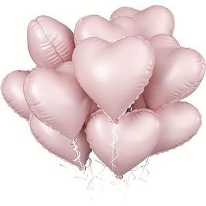 10-pack 18-inch Heart Balloons, Aluminum Film Inflatable Decorations For Valentine's Day, Birthday, Engagement, Wedding, Anniversary, Photo Props, Party Scene Decor Without Electricity