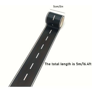 Reusable Black Cartoon Road Stickers - Shiny Polyurethane Track Decor, Pre-adhesive & Plastic Surface Friendly, Car Theme Parties & ' Playtime, Car Stickers